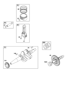 Crankshaft Group Diagram and Parts List for 356447-3545-G1 200000 - 399999 Briggs and Stratton Engine